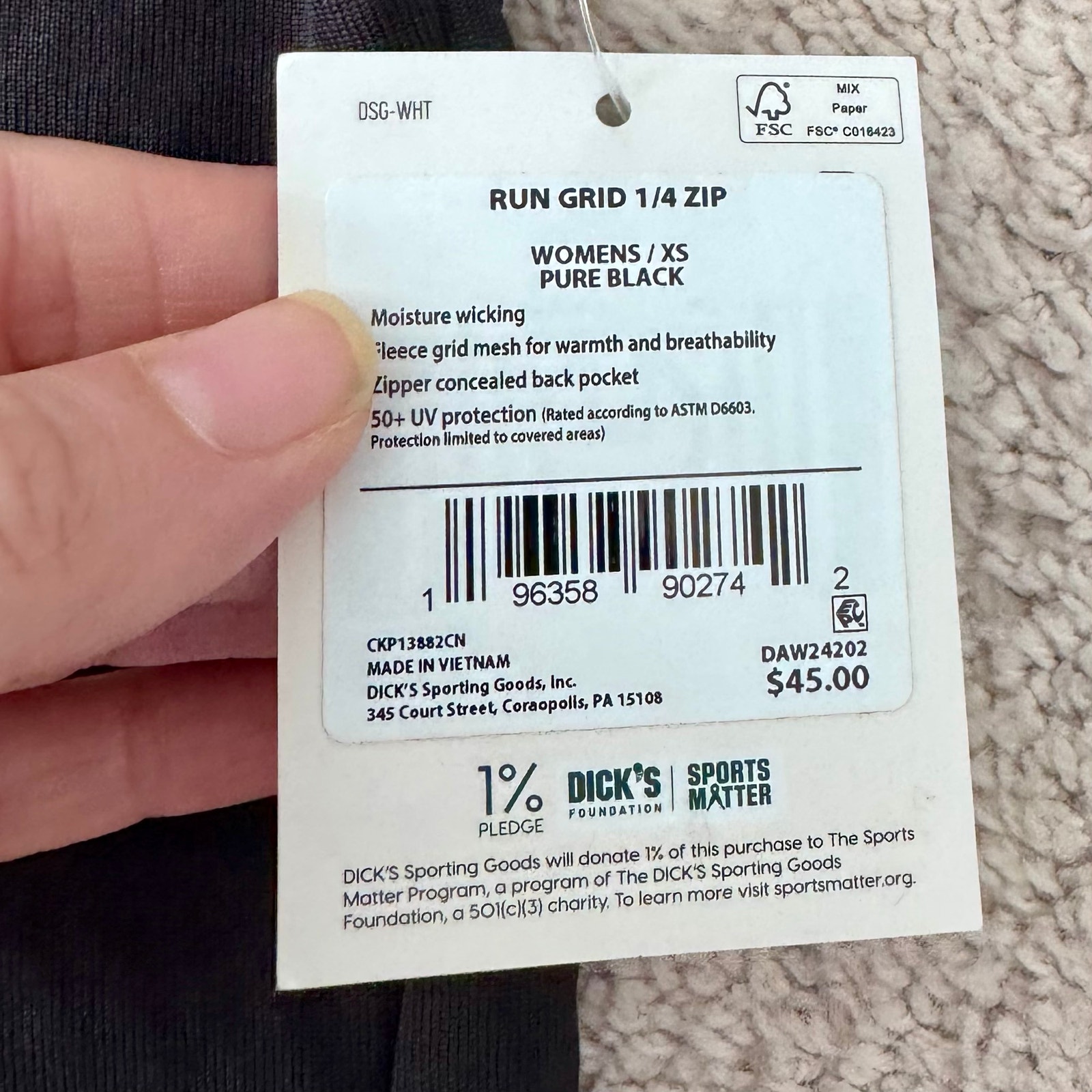 Dick's Sporting Goods Dsg Quilted 1/4 Zip Jacket Running Cold Women Xs Black — image 8 of 8
